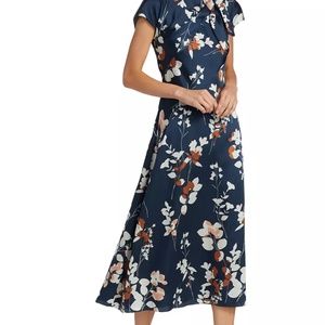 Monique Lhuillier Satin Midi Dress